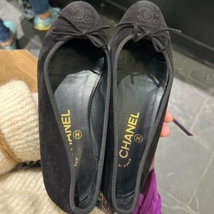 Suede Chanel Ballet Flats